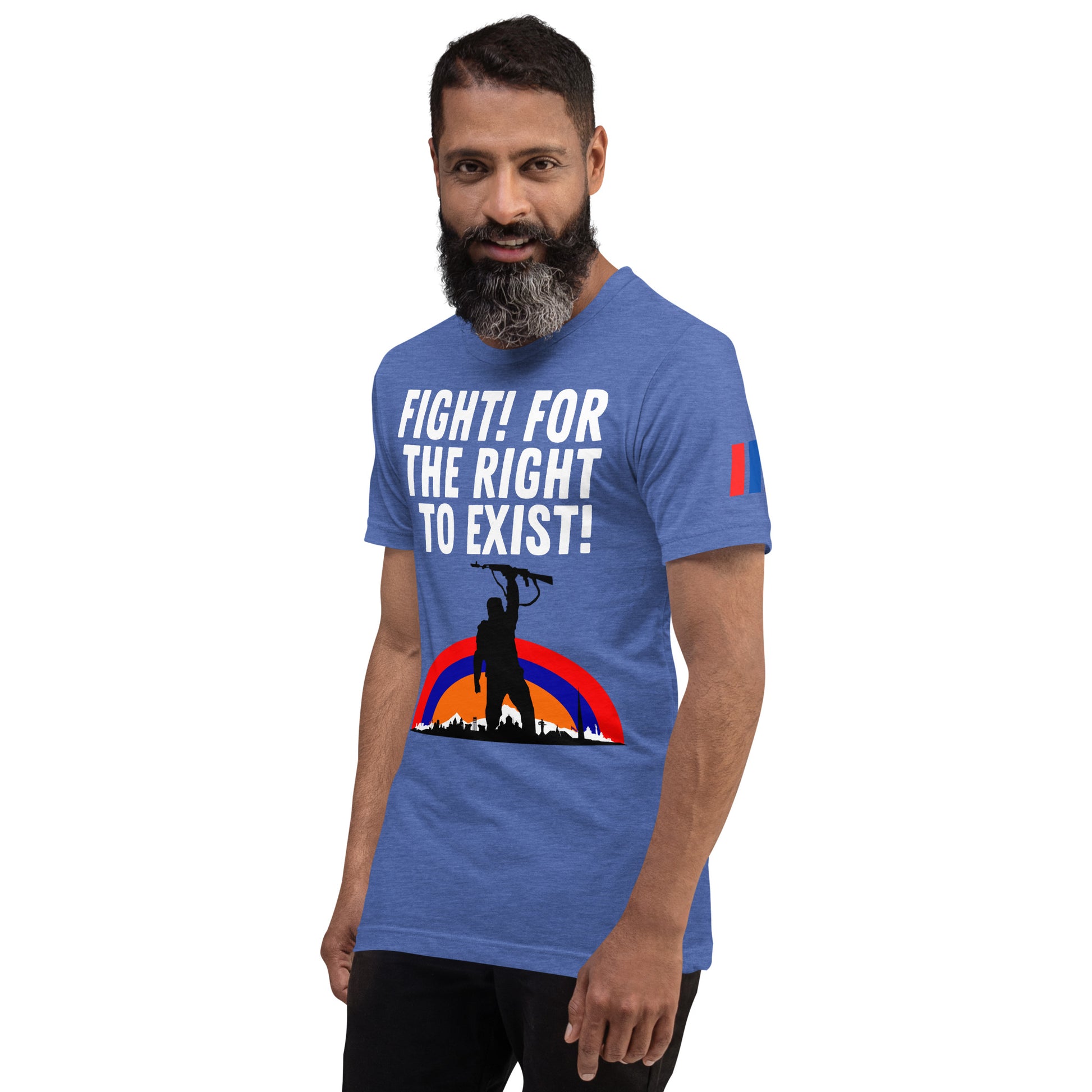 Unisex "Fight for the Right to Exist & Tricolor Flag" Graphic T-Shirt Pomegranate Mint