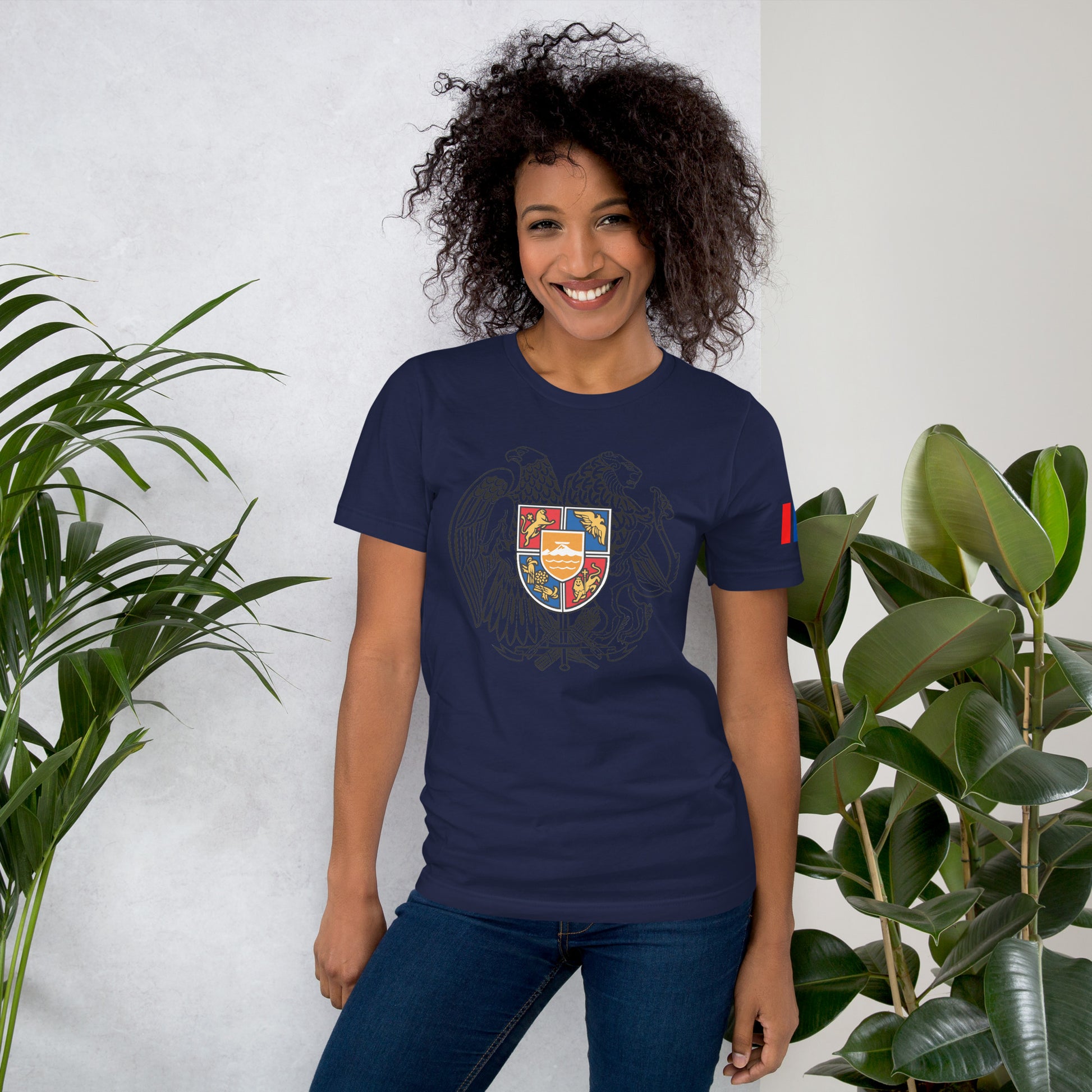 Unisex Armenian "Armenian Coat of Arms & Tricolor" Graphic T-Shirt Pomegranate Mint