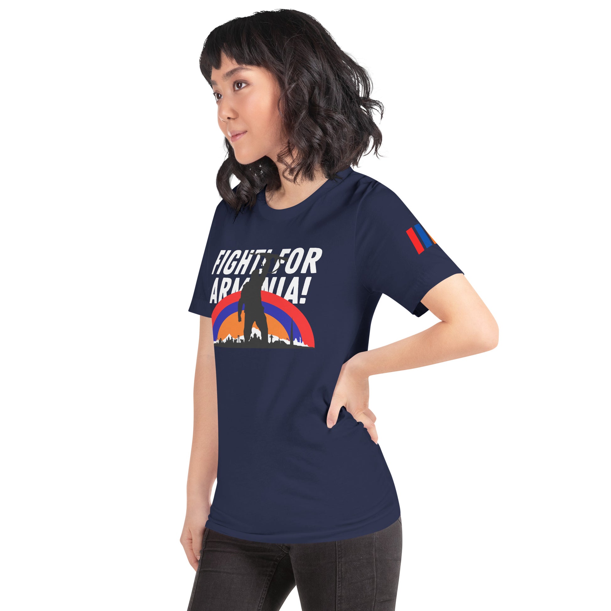 Unisex "Fight For Armenia & Tricolor Flag" Graphic T-Shirt Pomegranate Mint