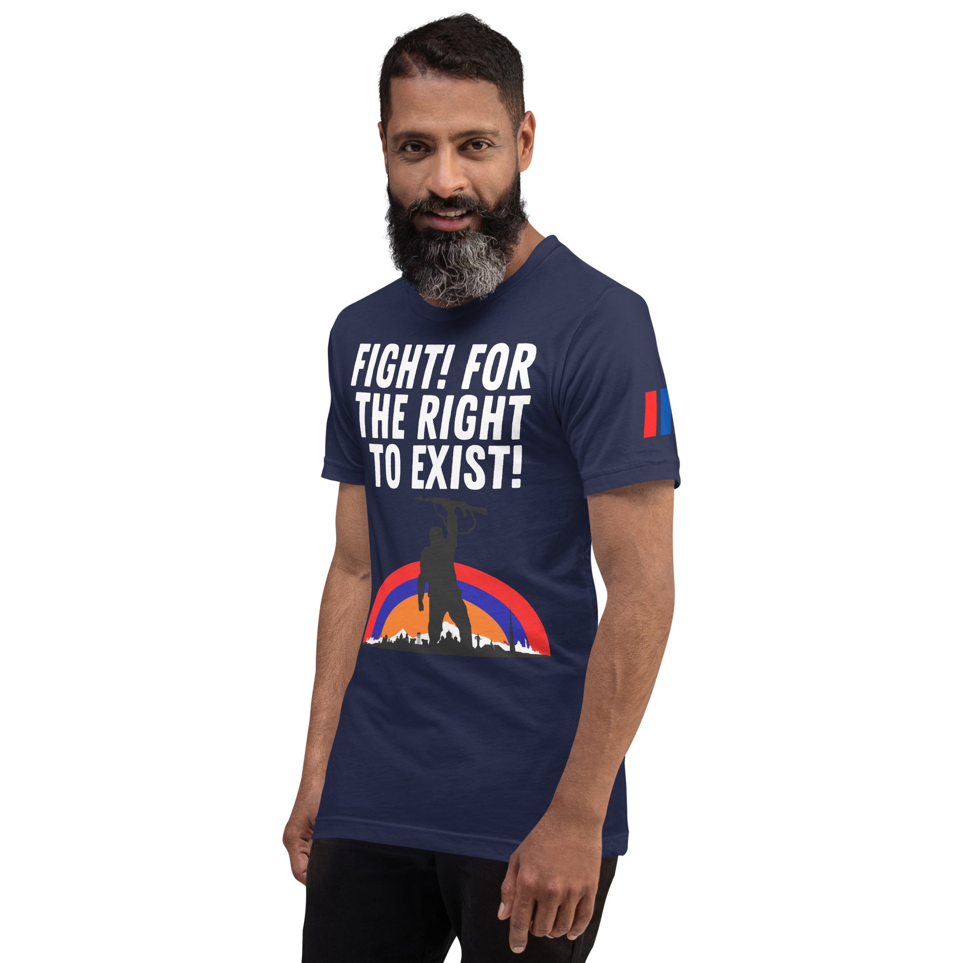 Unisex "Fight for the Right to Exist & Tricolor Flag" Graphic T-Shirt Pomegranate Mint