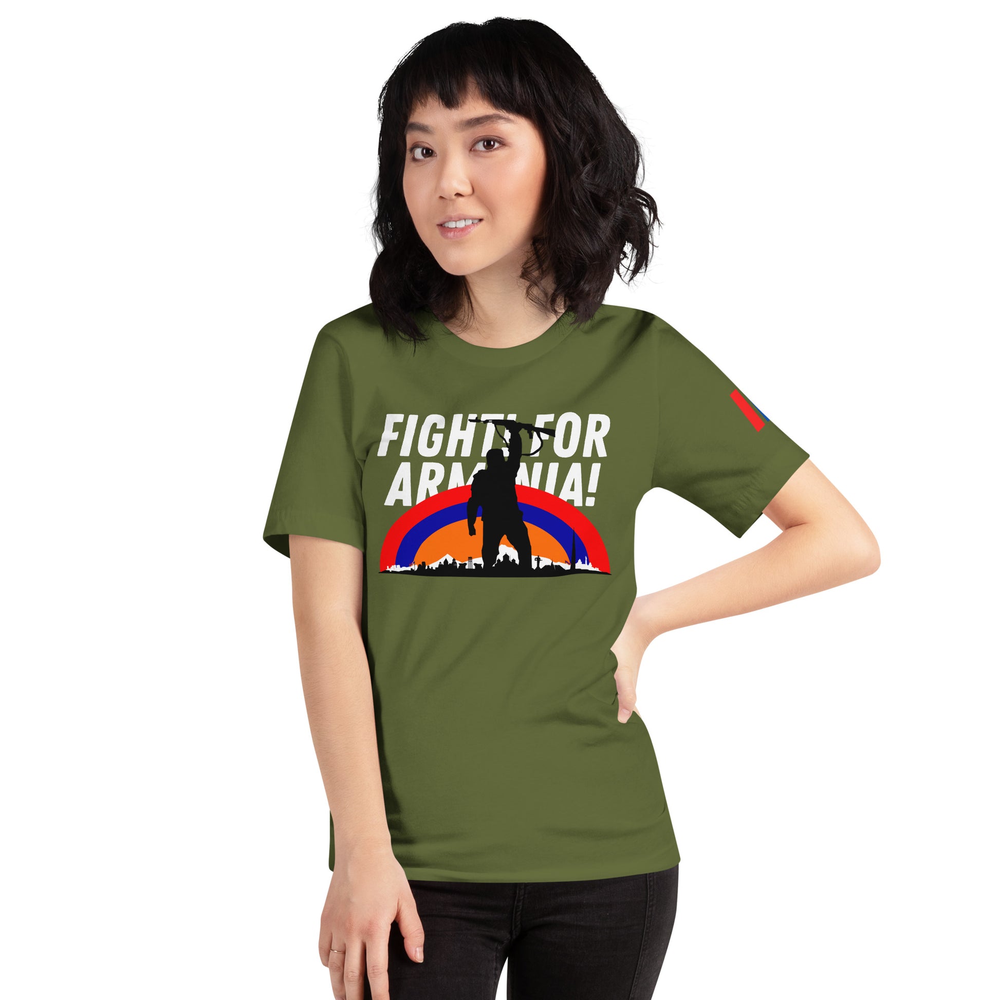 Unisex "Fight For Armenia & Tricolor Flag" Graphic T-Shirt Pomegranate Mint