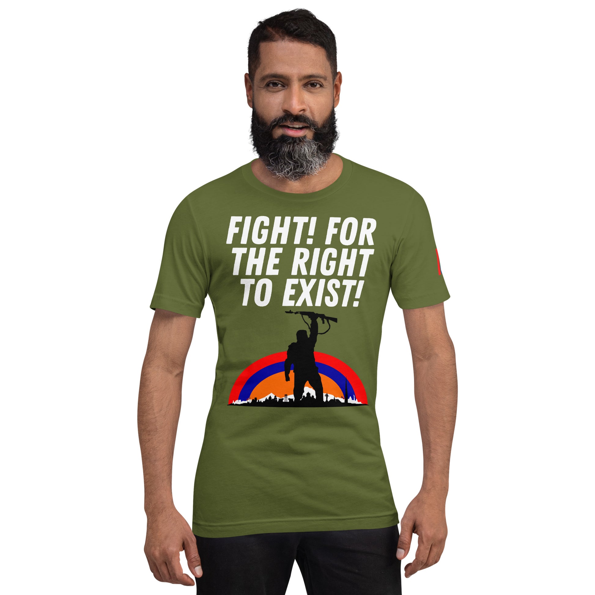 Unisex "Fight for the Right to Exist & Tricolor Flag" Graphic T-Shirt Pomegranate Mint