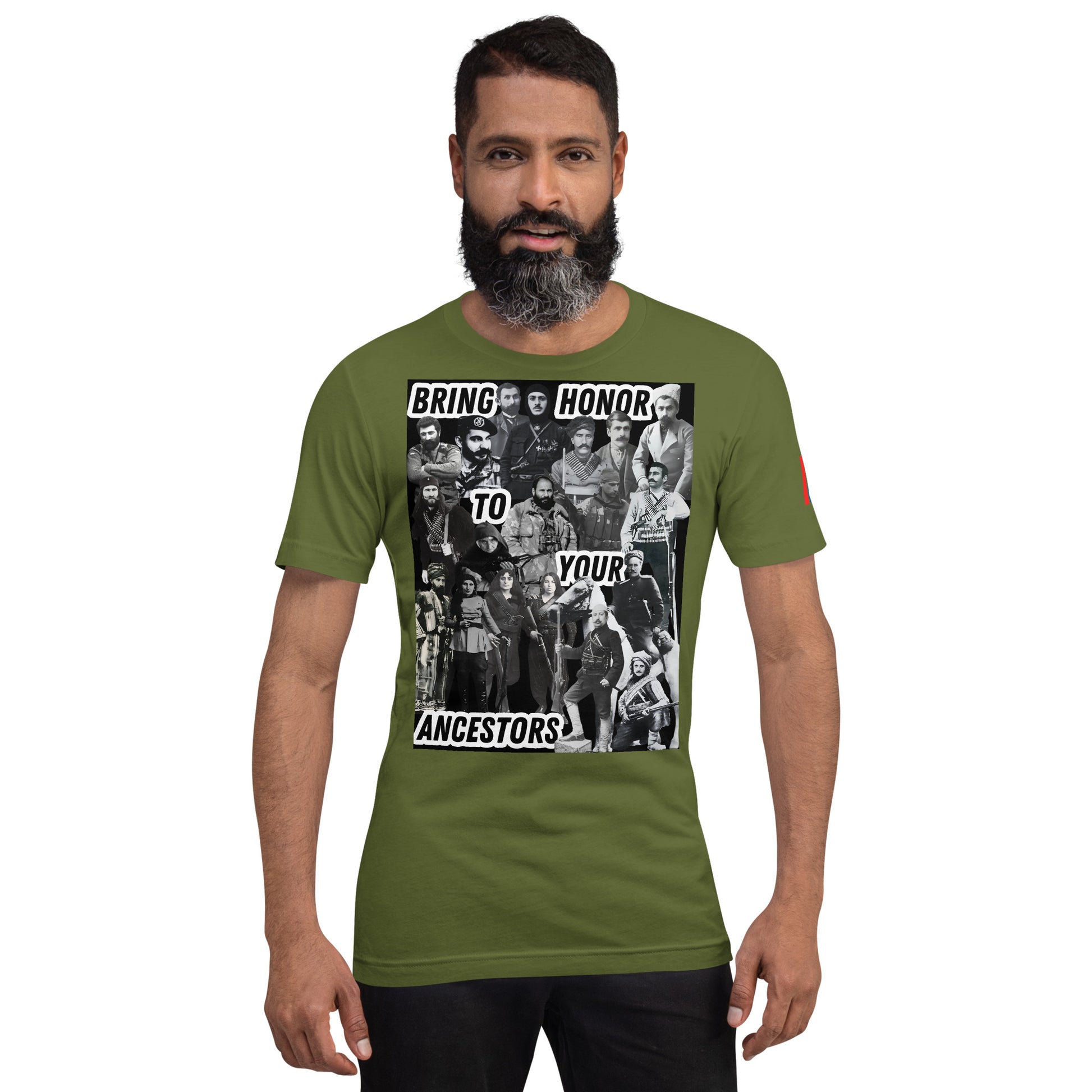 Unisex "Bring Honor to Your Ancestors Fedayi & Tricolor" Graphic T-Shirt Pomegranate Mint