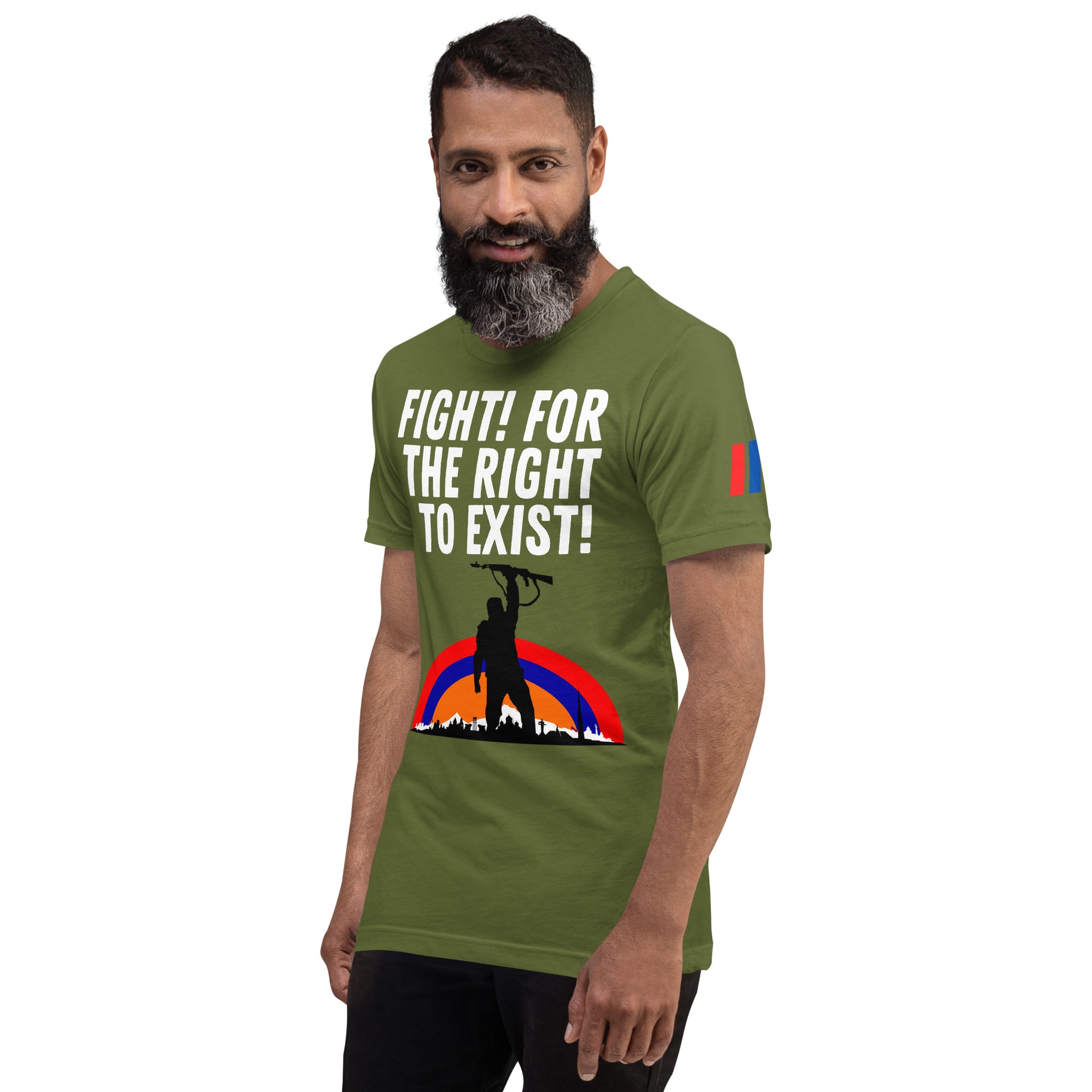 Unisex "Fight for the Right to Exist & Tricolor Flag" Graphic T-Shirt Pomegranate Mint