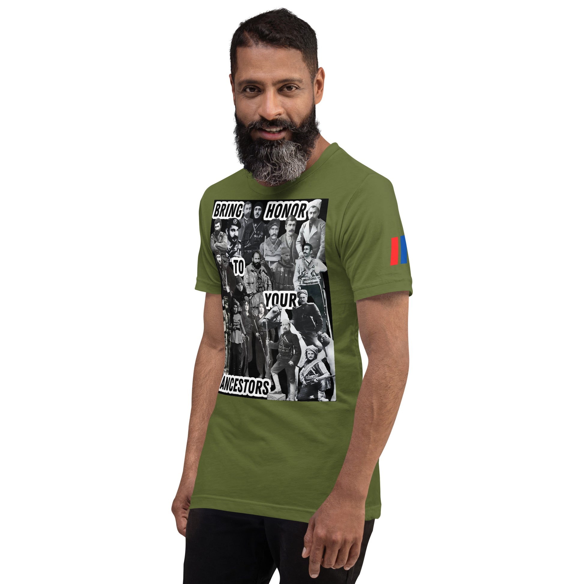 Unisex "Bring Honor to Your Ancestors Fedayi & Tricolor" Graphic T-Shirt Pomegranate Mint