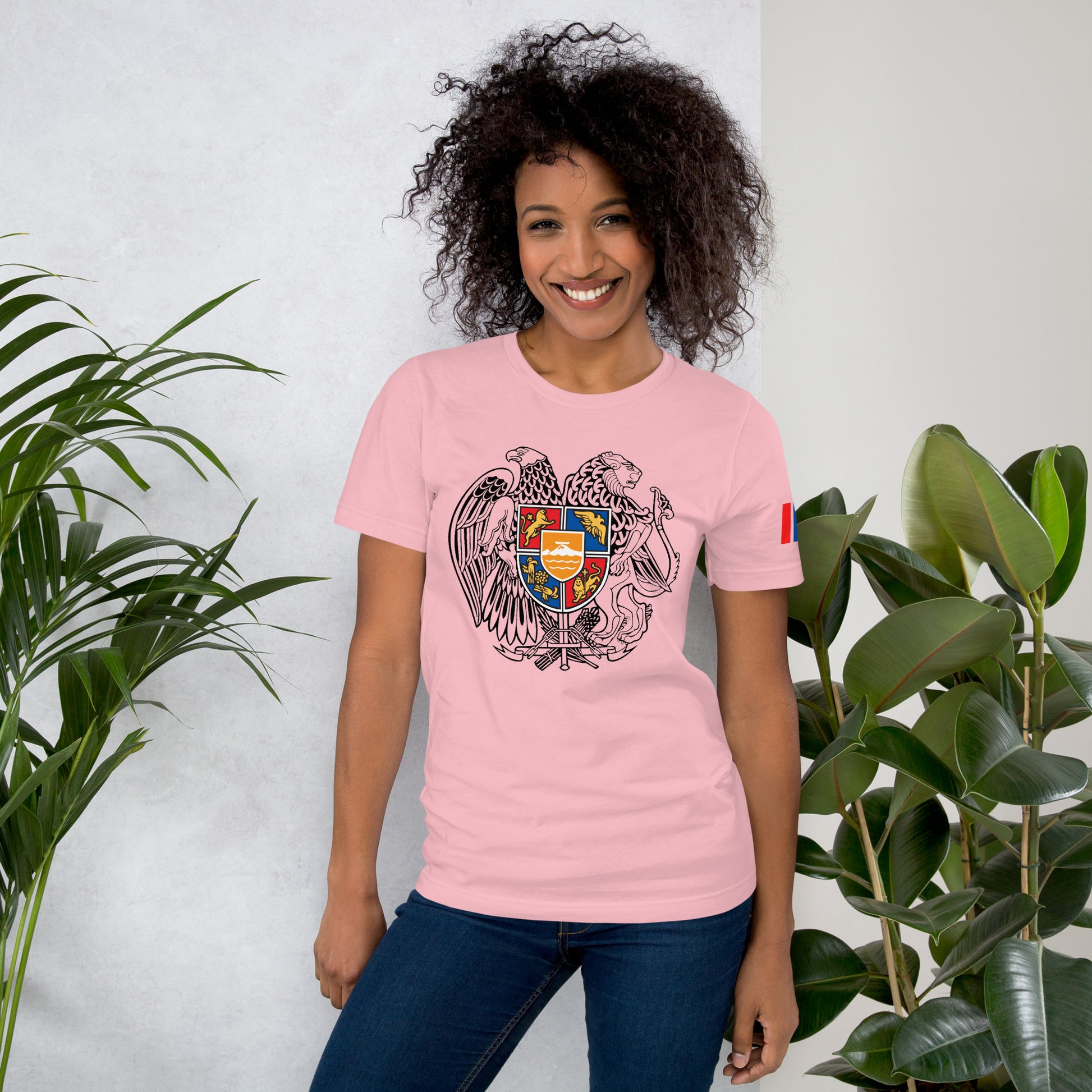 Unisex Armenian "Armenian Coat of Arms & Tricolor" Graphic T-Shirt Pomegranate Mint