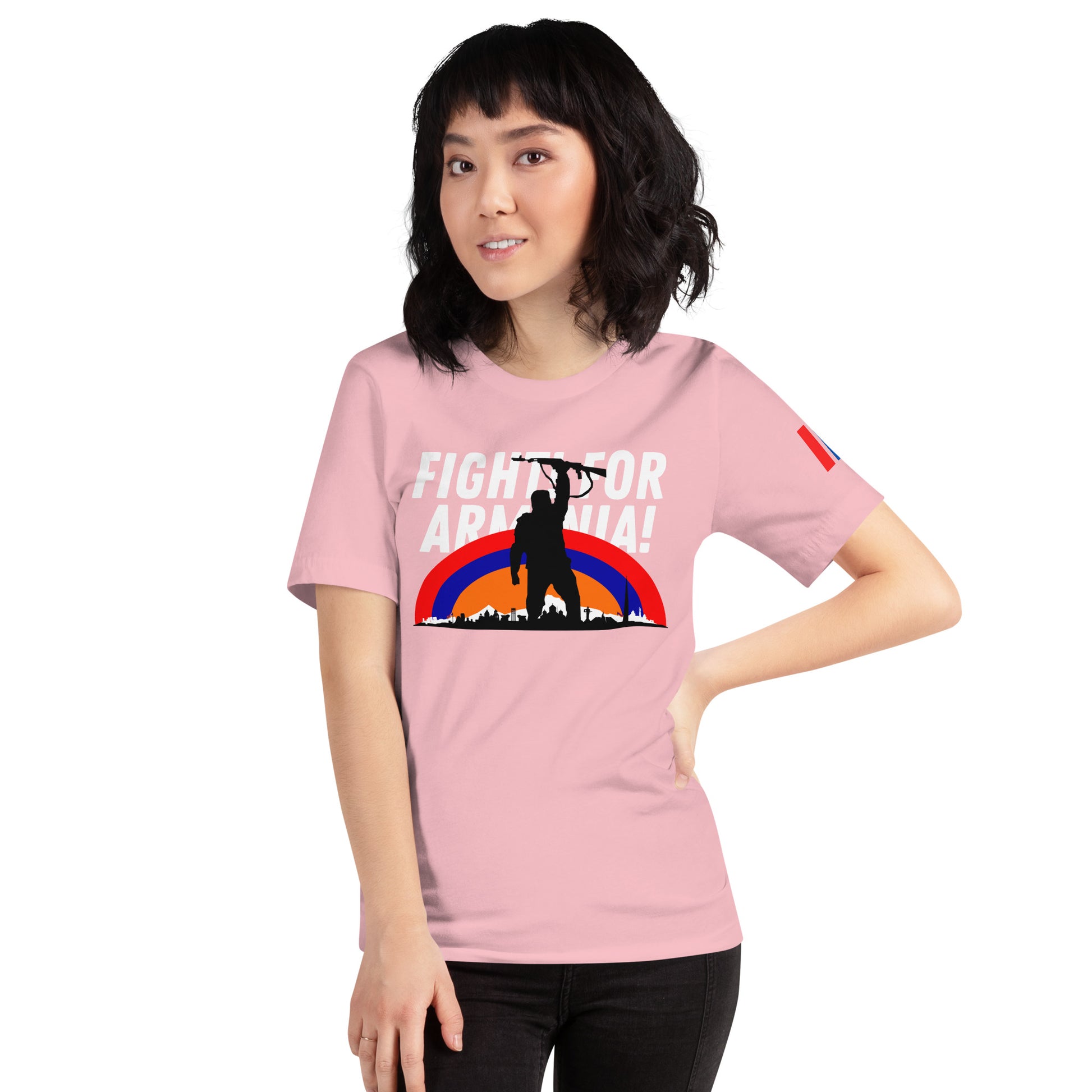 Unisex "Fight For Armenia & Tricolor Flag" Graphic T-Shirt Pomegranate Mint