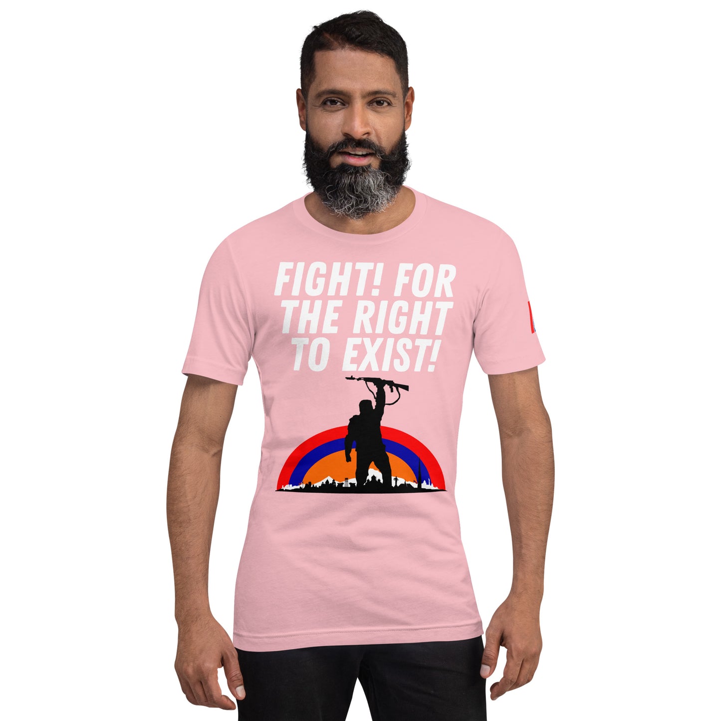 Unisex "Fight for the Right to Exist & Tricolor Flag" Graphic T-Shirt Pomegranate Mint