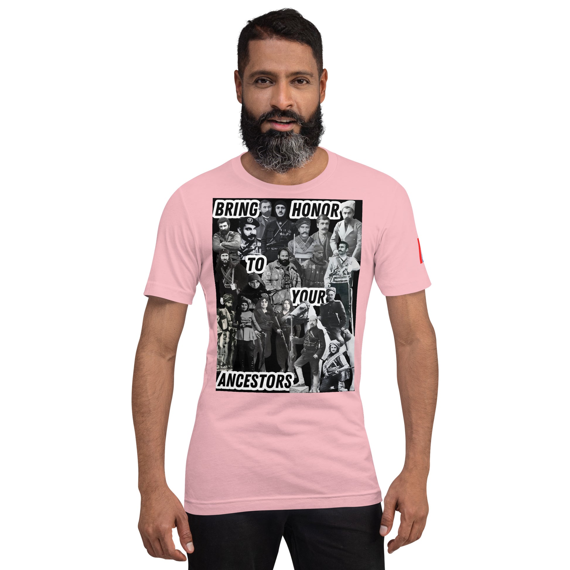Unisex "Bring Honor to Your Ancestors Fedayi & Tricolor" Graphic T-Shirt Pomegranate Mint