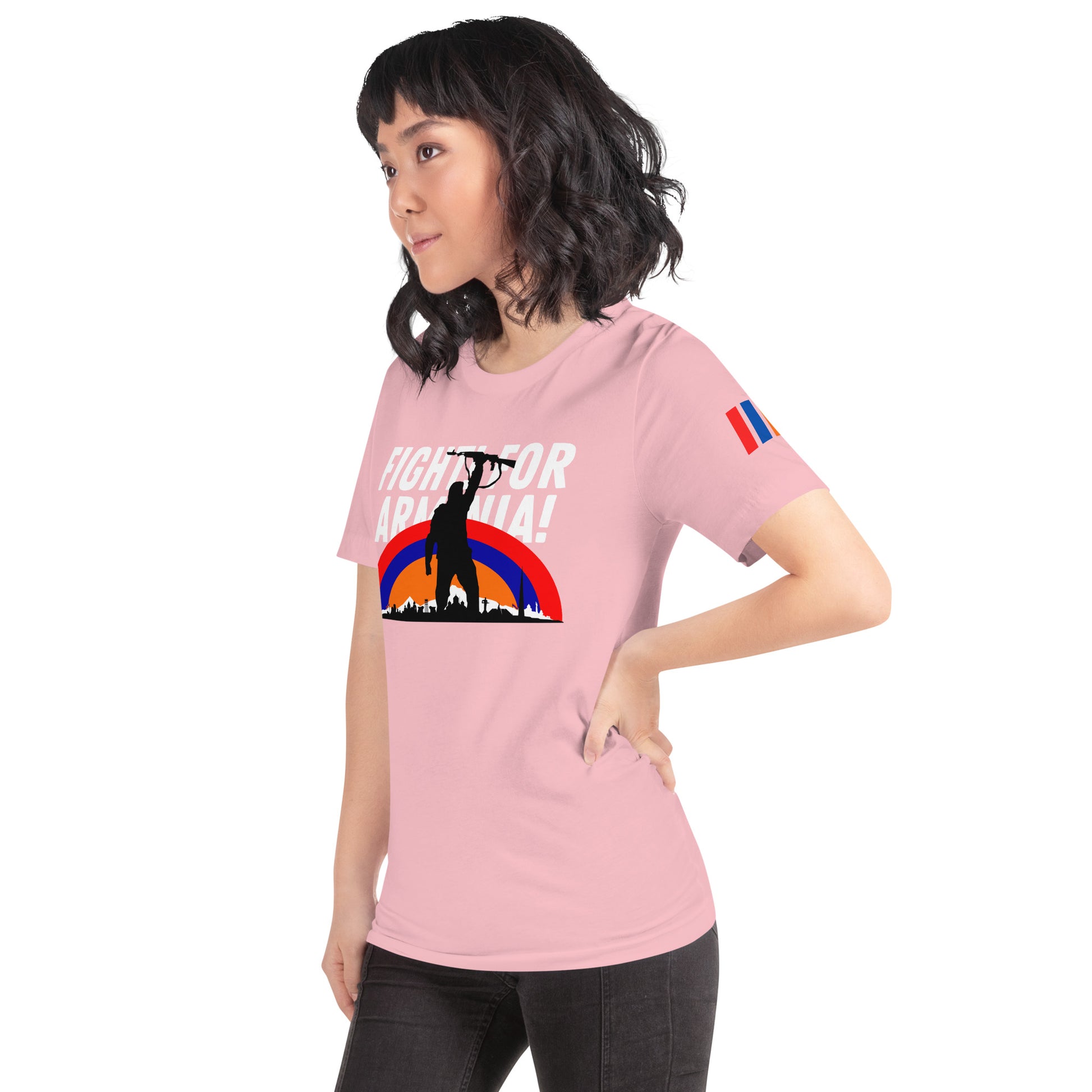 Unisex "Fight For Armenia & Tricolor Flag" Graphic T-Shirt Pomegranate Mint