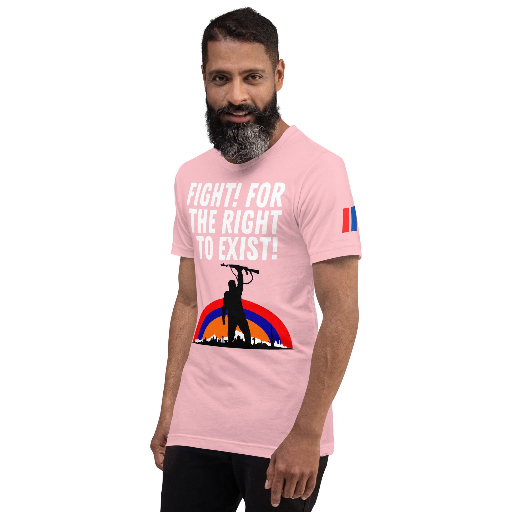 Unisex "Fight for the Right to Exist & Tricolor Flag" Graphic T-Shirt Pomegranate Mint