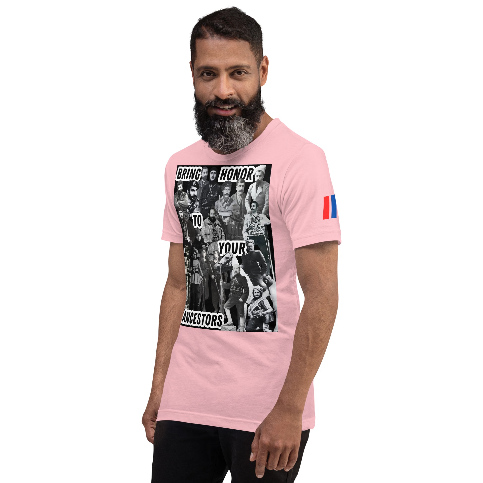 Unisex "Bring Honor to Your Ancestors Fedayi & Tricolor" Graphic T-Shirt Pomegranate Mint