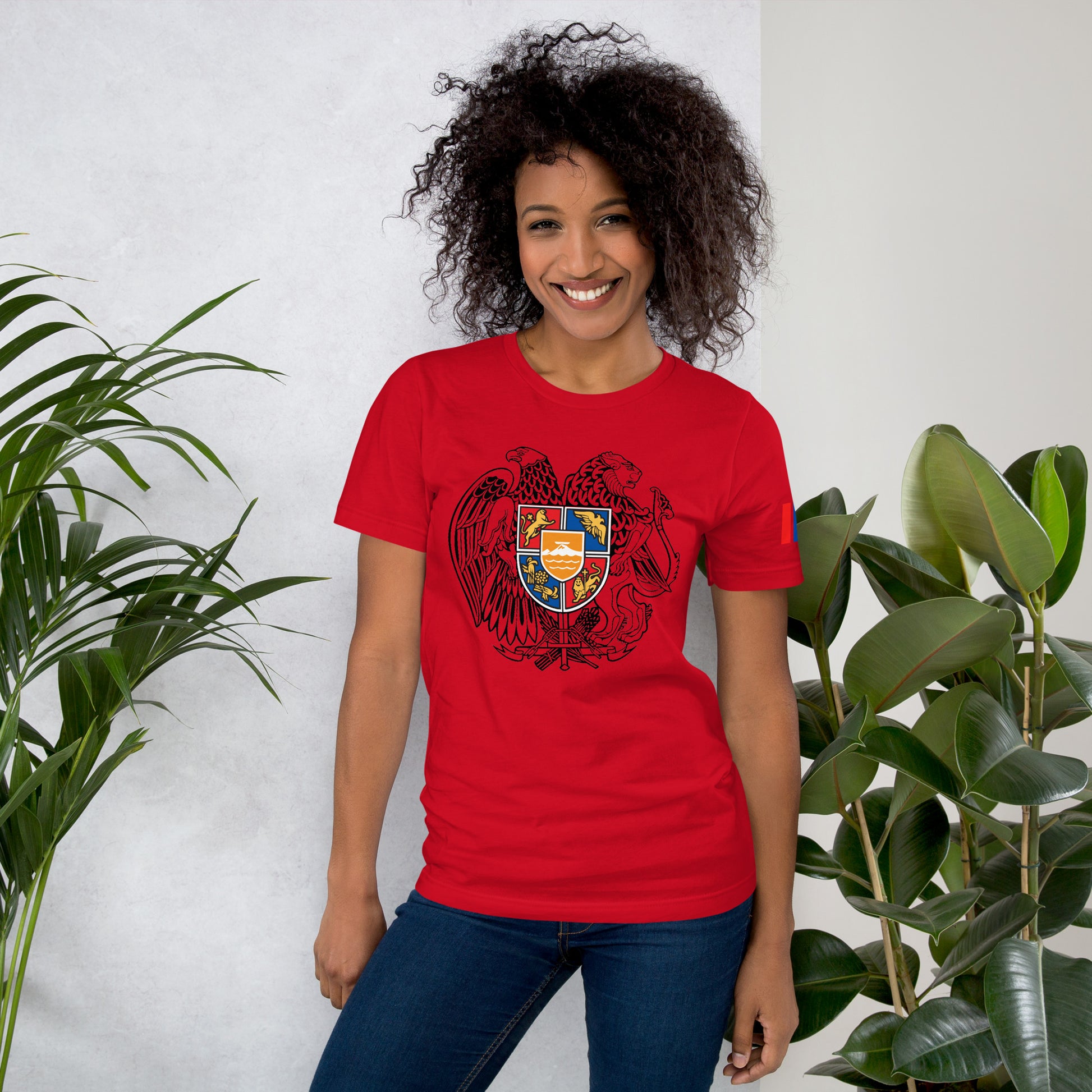 Unisex Armenian "Armenian Coat of Arms & Tricolor" Graphic T-Shirt Pomegranate Mint