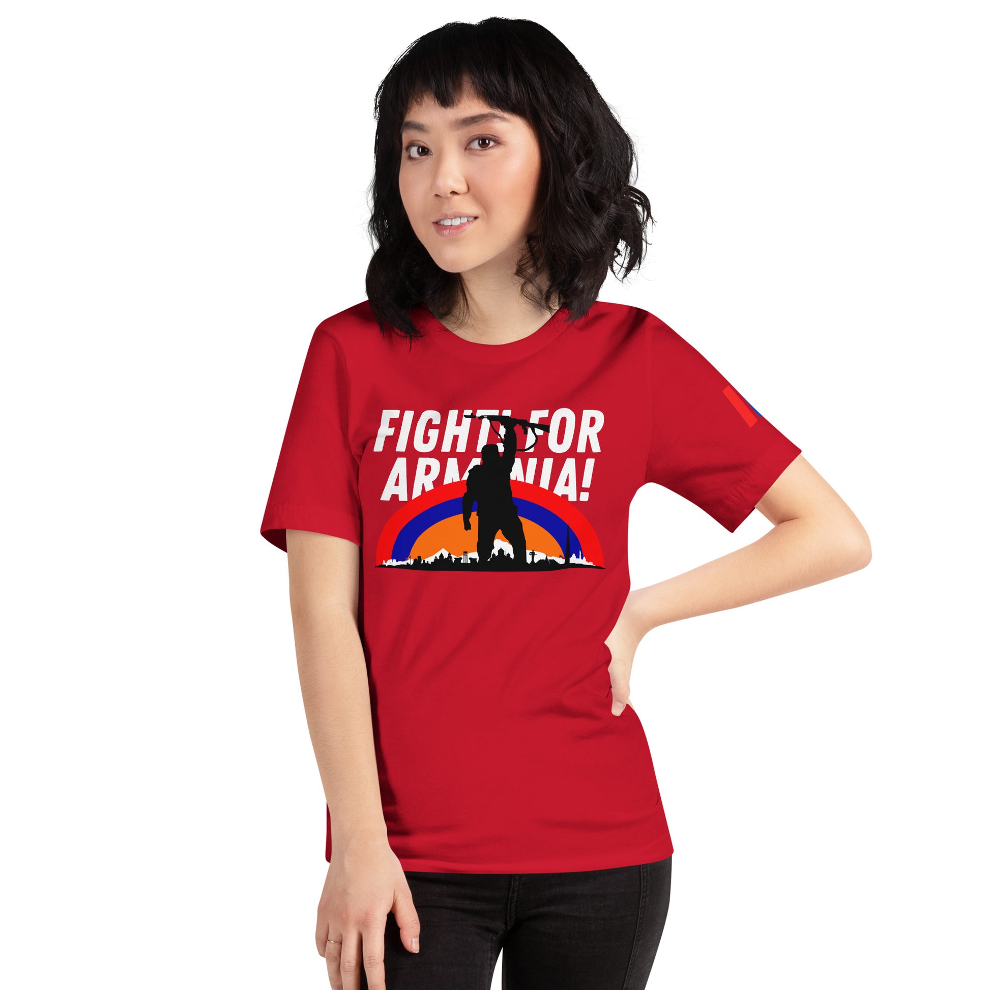 Unisex "Fight For Armenia & Tricolor Flag" Graphic T-Shirt Pomegranate Mint