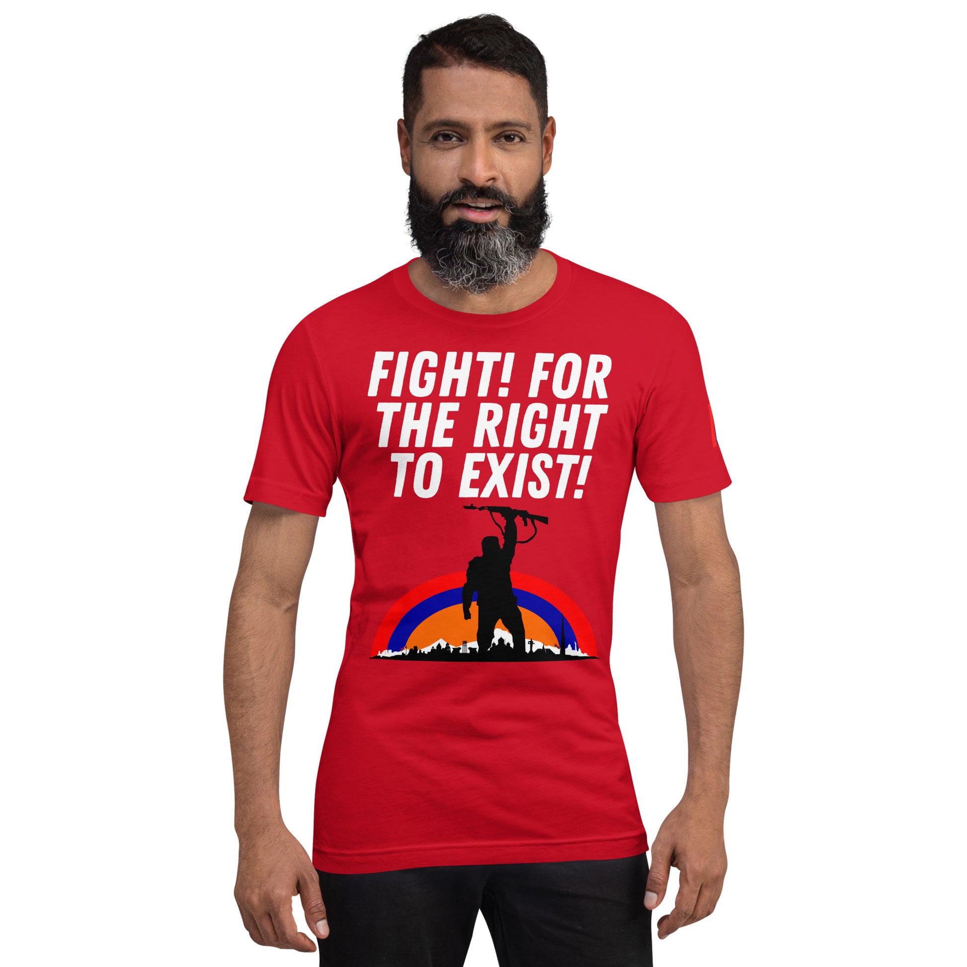 Unisex "Fight for the Right to Exist & Tricolor Flag" Graphic T-Shirt Pomegranate Mint