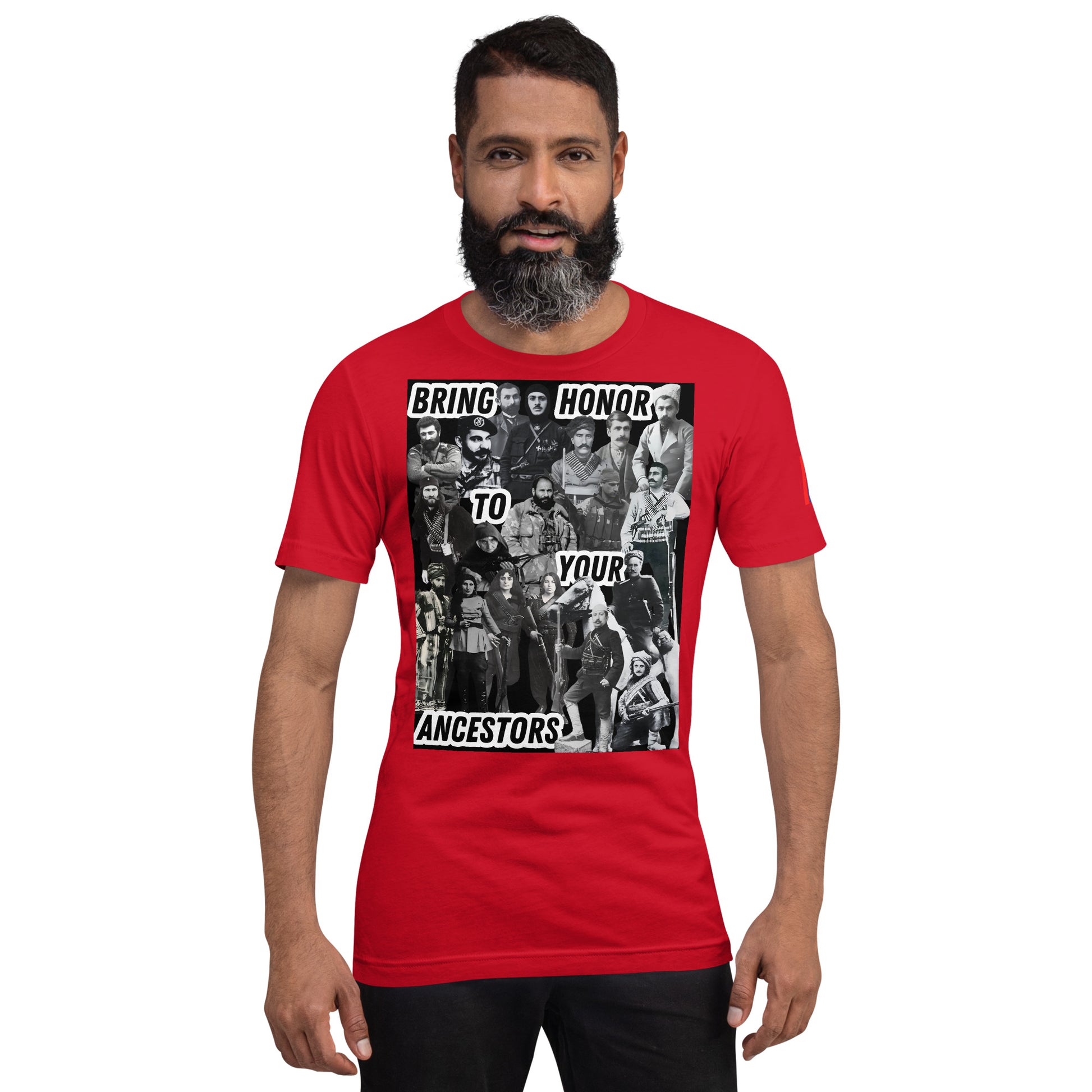 Unisex "Bring Honor to Your Ancestors Fedayi & Tricolor" Graphic T-Shirt Pomegranate Mint