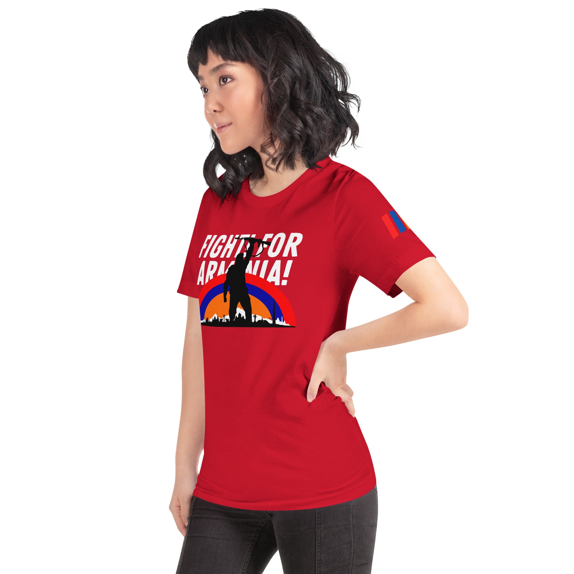 Unisex "Fight For Armenia & Tricolor Flag" Graphic T-Shirt Pomegranate Mint