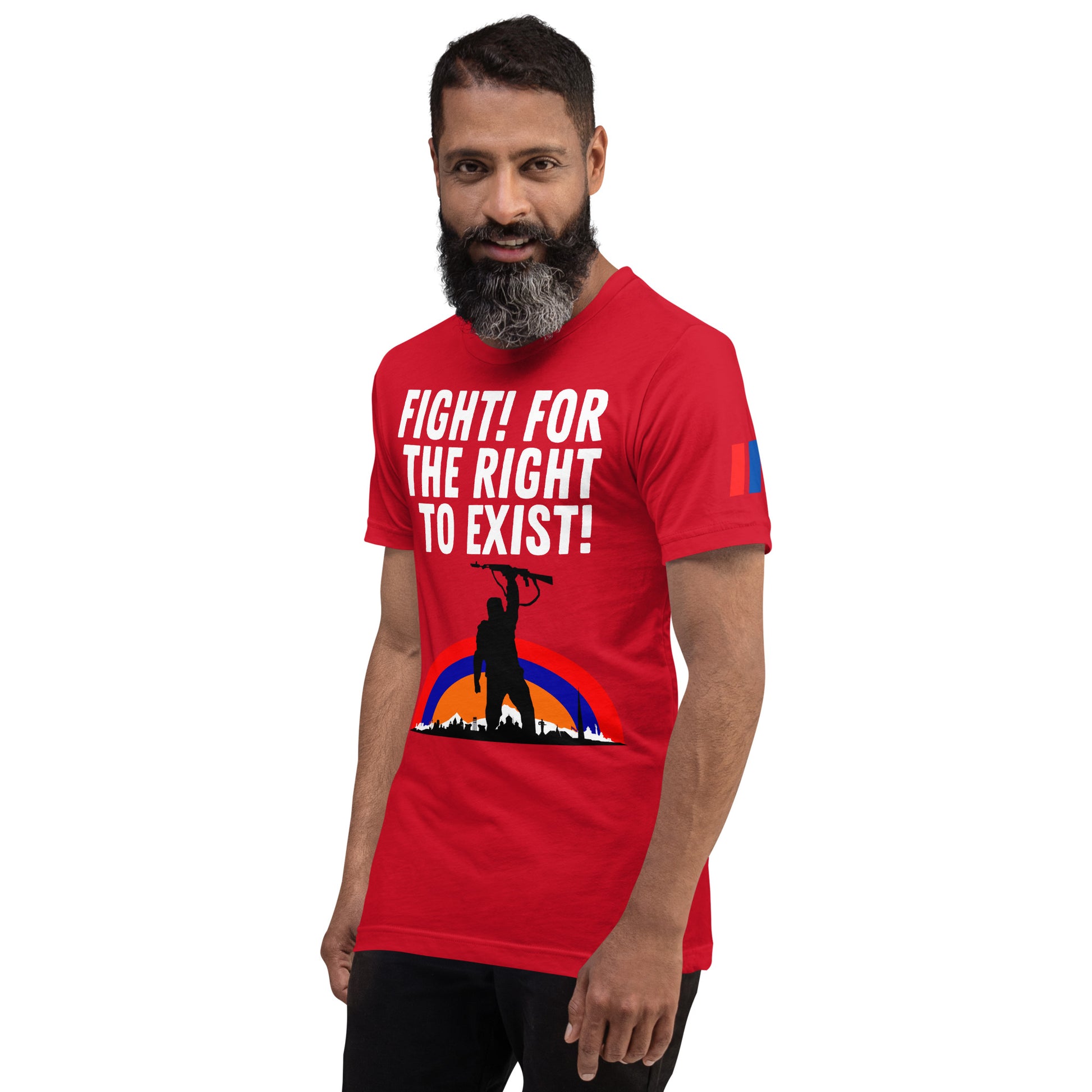 Unisex "Fight for the Right to Exist & Tricolor Flag" Graphic T-Shirt Pomegranate Mint