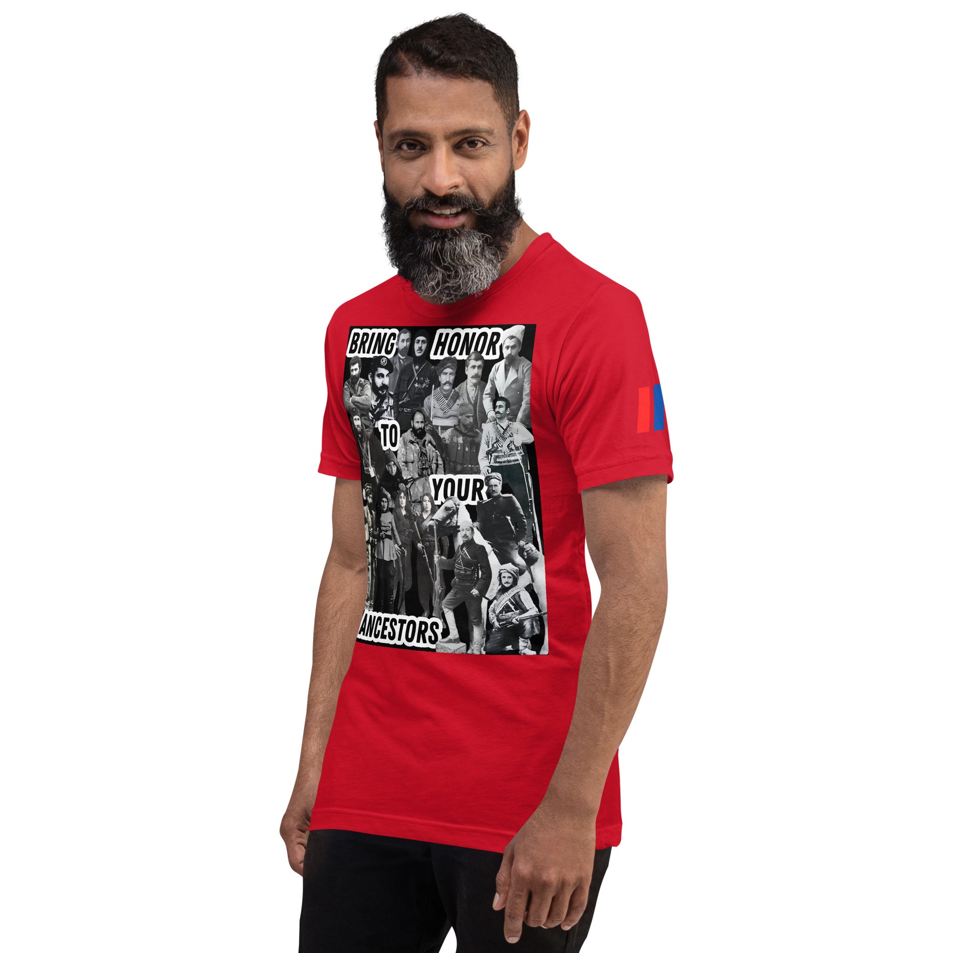 Unisex "Bring Honor to Your Ancestors Fedayi & Tricolor" Graphic T-Shirt Pomegranate Mint