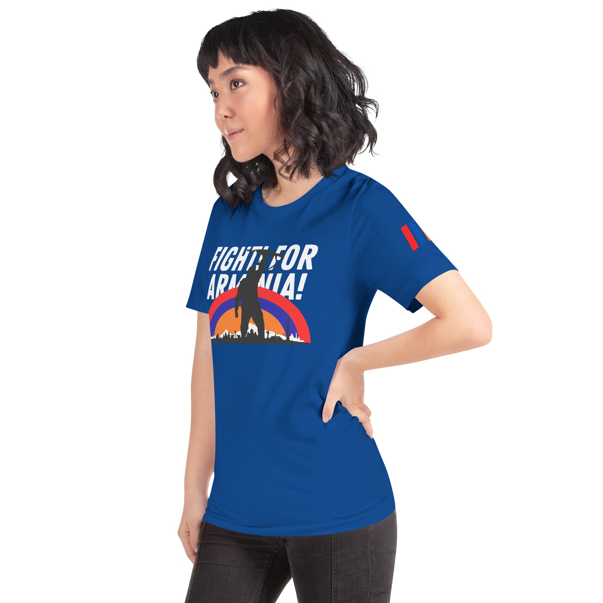 Unisex "Fight For Armenia & Tricolor Flag" Graphic T-Shirt Pomegranate Mint