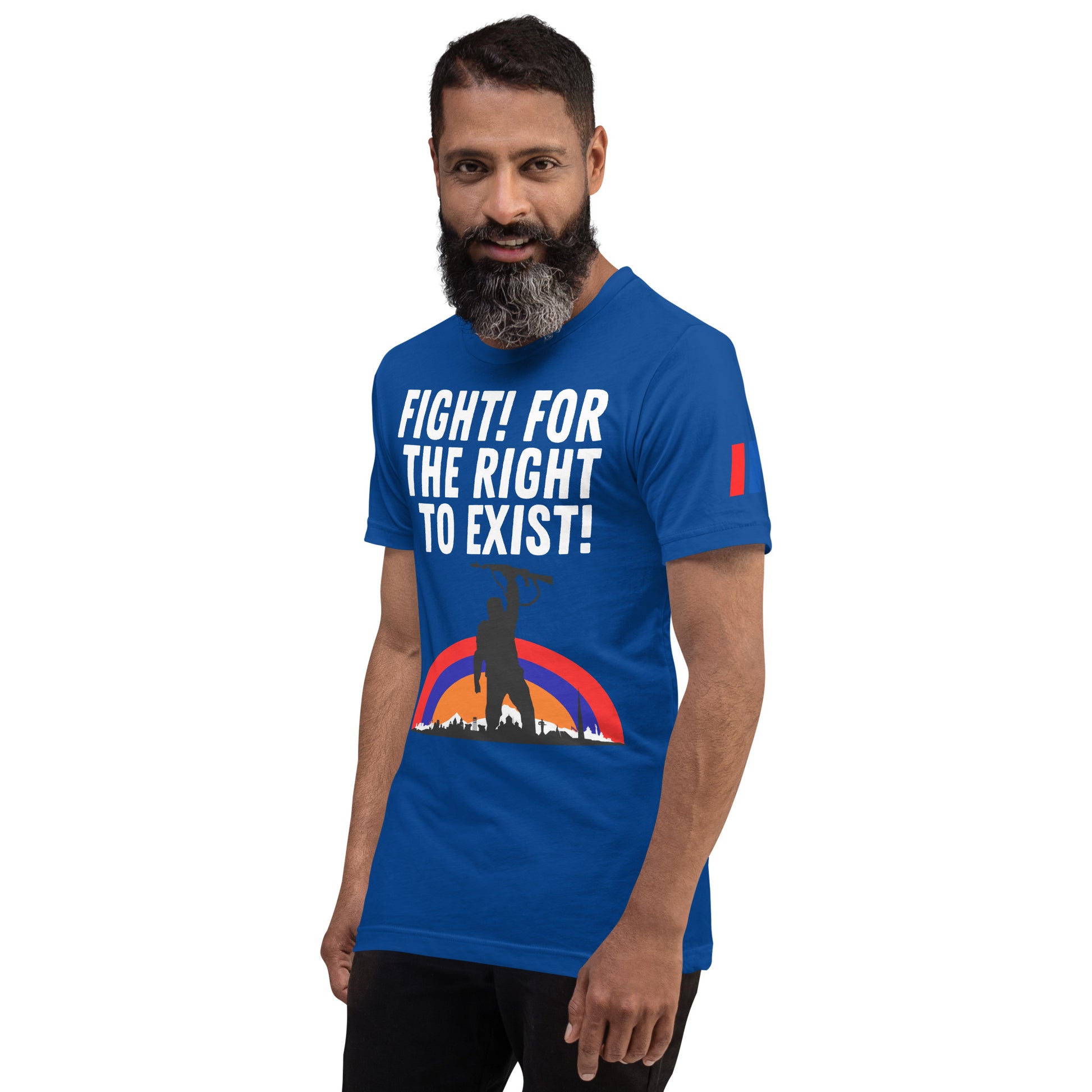 Unisex "Fight for the Right to Exist & Tricolor Flag" Graphic T-Shirt Pomegranate Mint