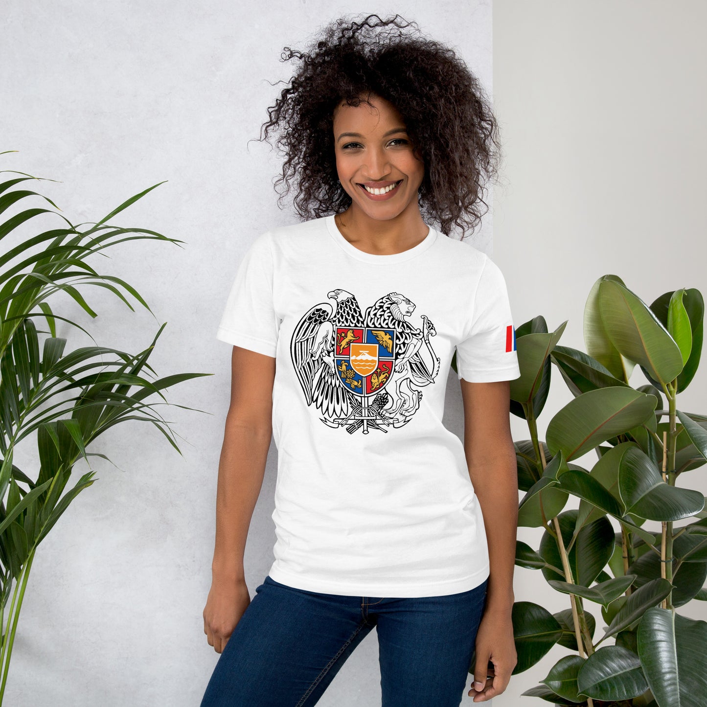 Unisex Armenian "Armenian Coat of Arms & Tricolor" Graphic T-Shirt Pomegranate Mint