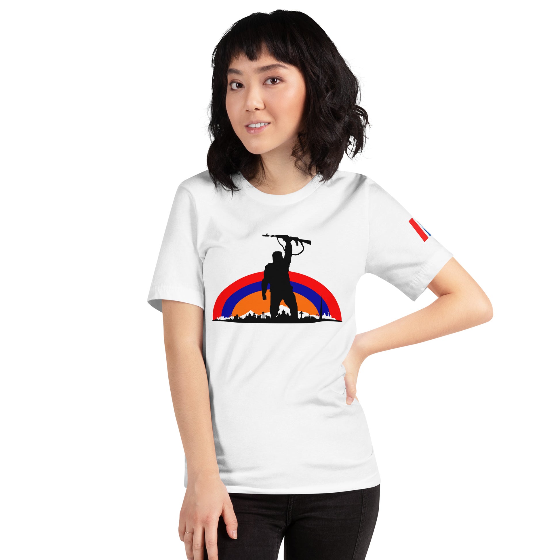 Unisex "Fight For Armenia & Tricolor Flag" Graphic T-Shirt Pomegranate Mint