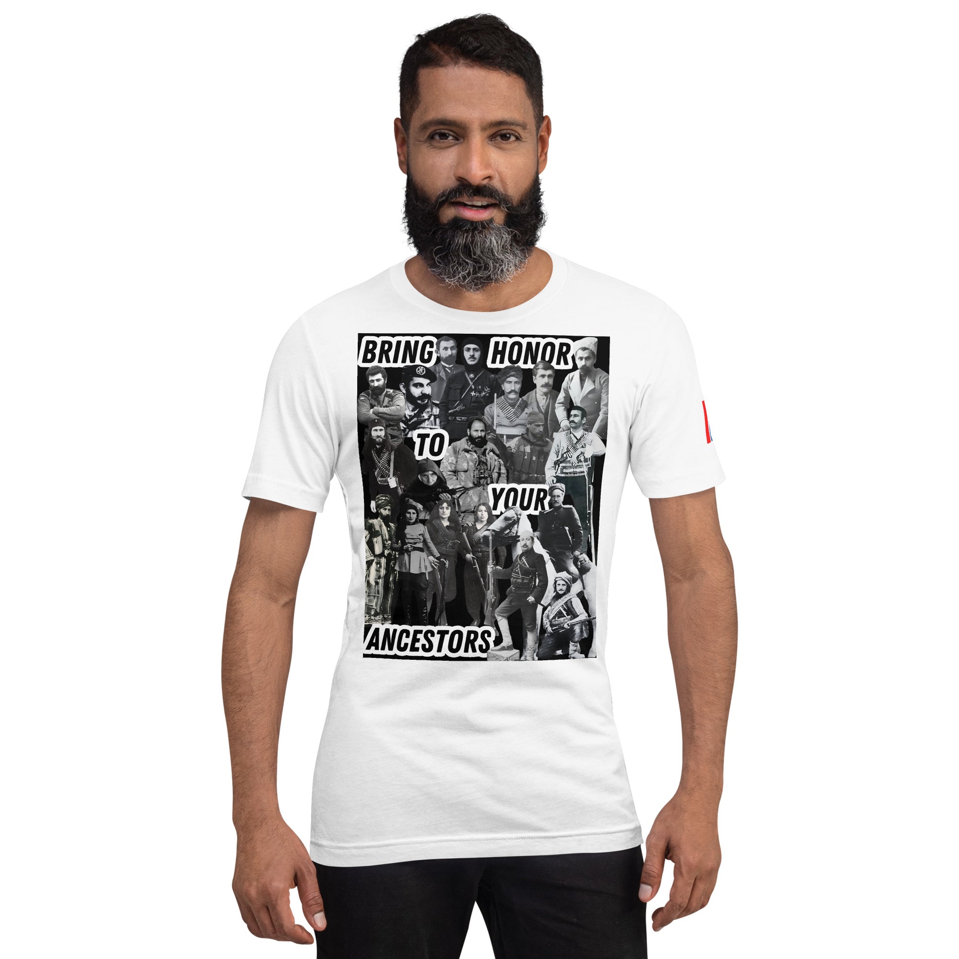 Unisex "Bring Honor to Your Ancestors Fedayi & Tricolor" Graphic T-Shirt Pomegranate Mint