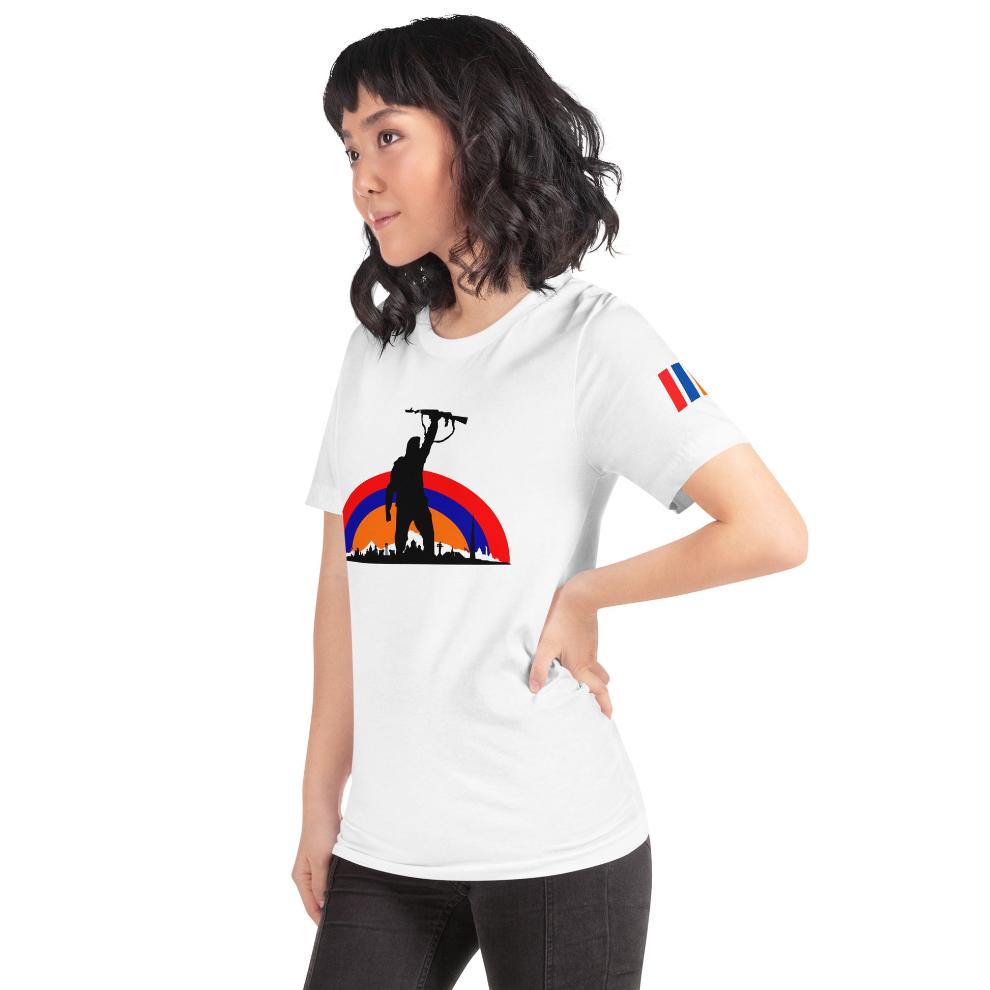 Unisex "Fight For Armenia & Tricolor Flag" Graphic T-Shirt Pomegranate Mint