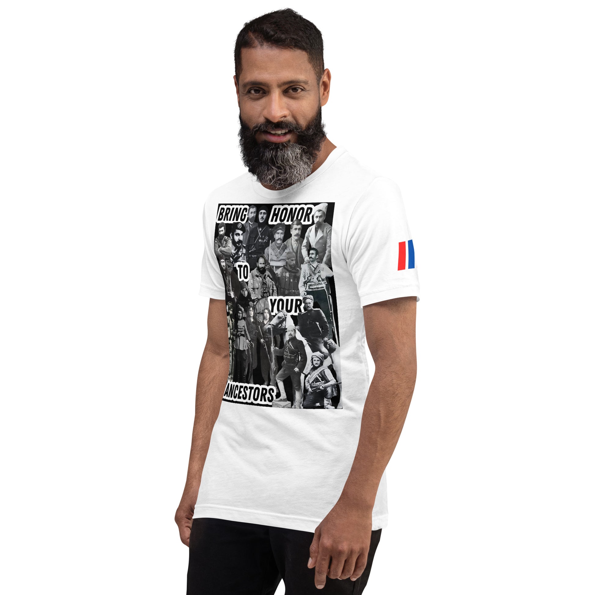 Unisex "Bring Honor to Your Ancestors Fedayi & Tricolor" Graphic T-Shirt Pomegranate Mint