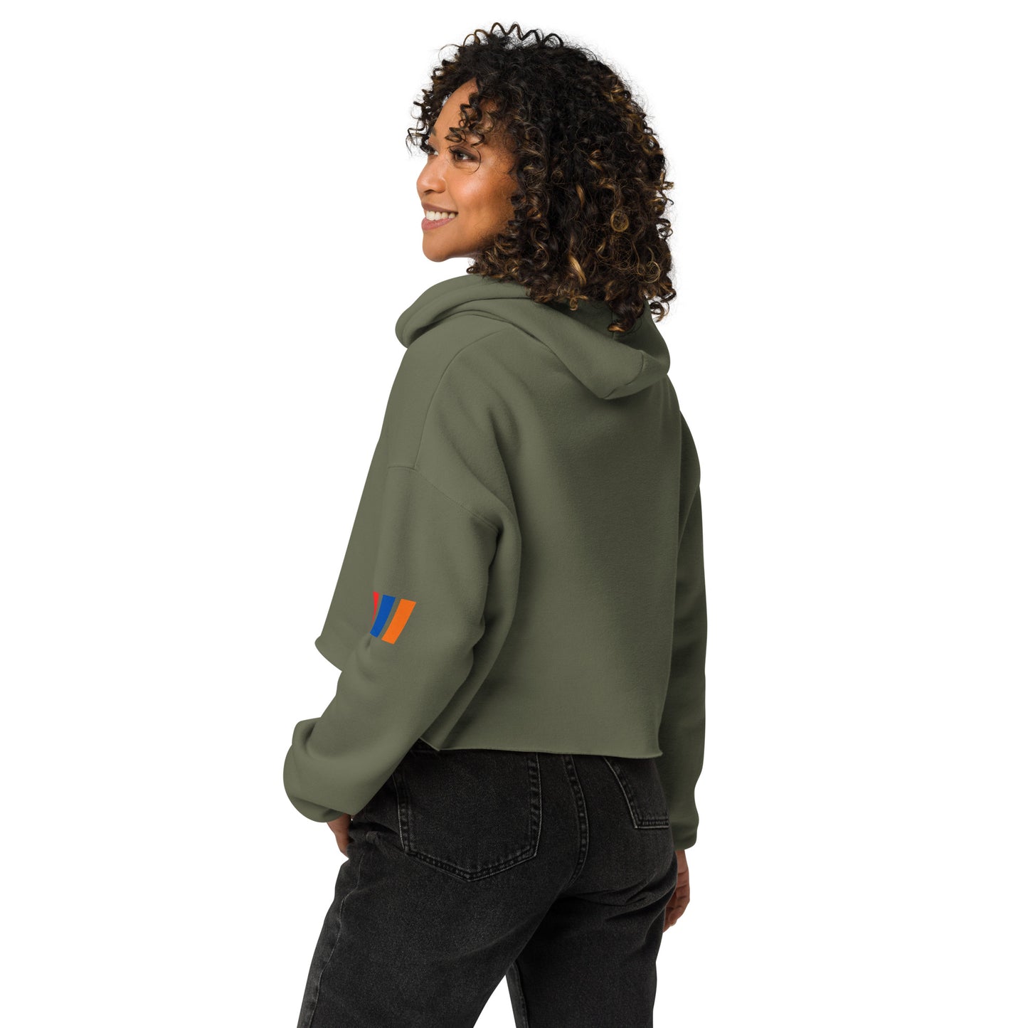 Women's "Armenian Coat of Arms & Tricolor" Graphic Cropped Hoodie Pomegranate Mint