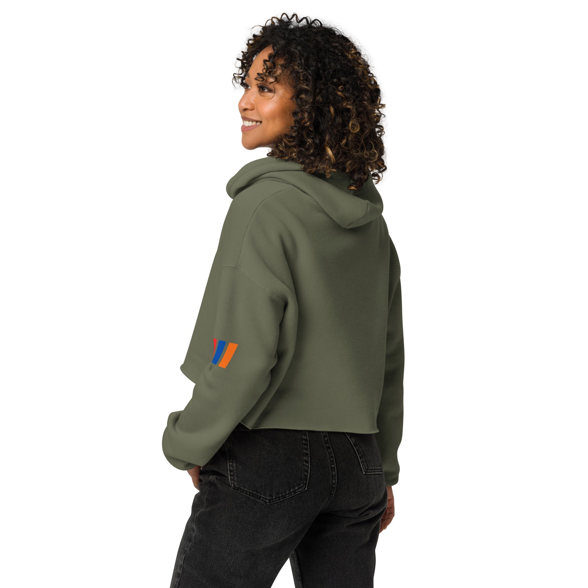 Women's "Armenian Coat of Arms & Tricolor" Graphic Cropped Hoodie Pomegranate Mint