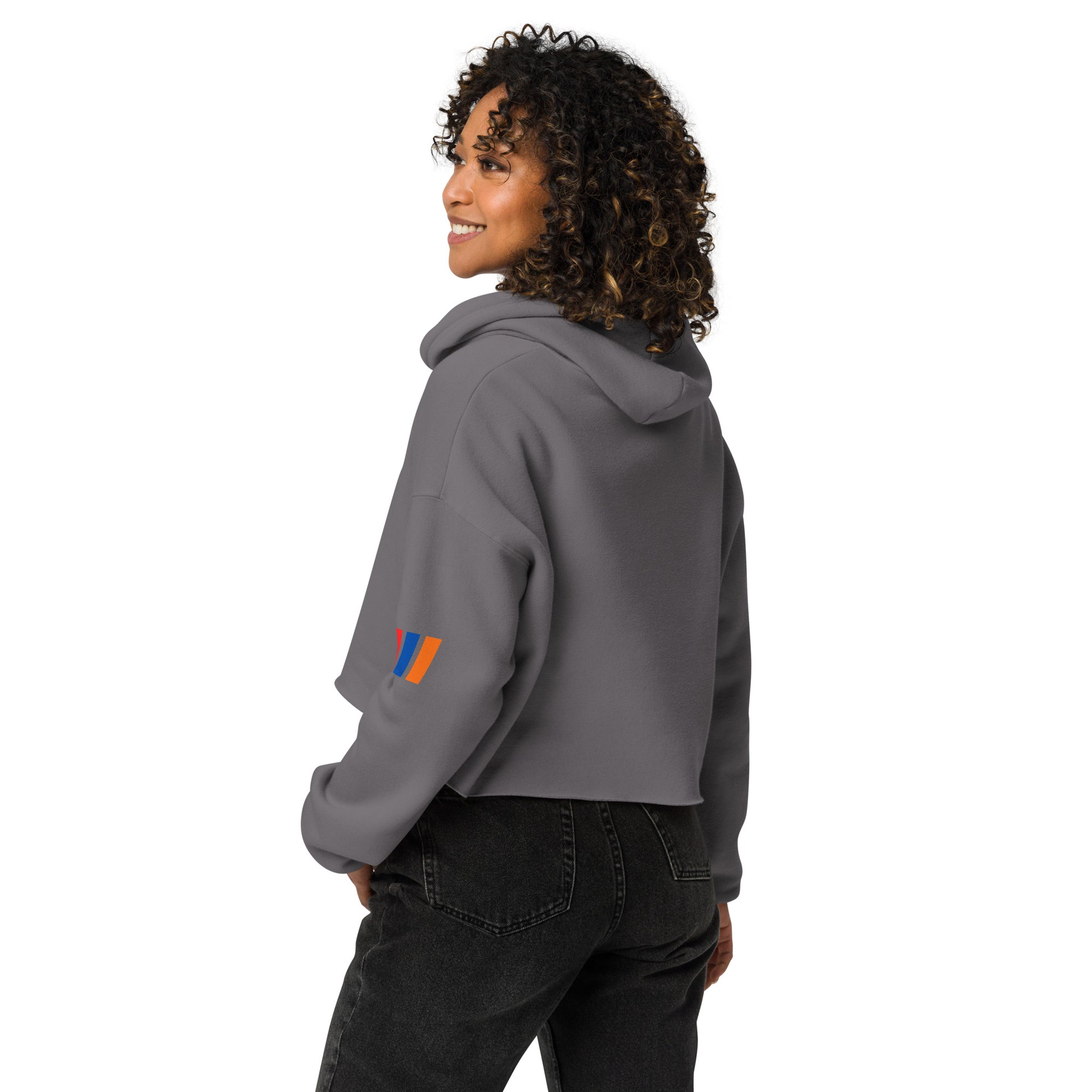 Women's "Armenian Coat of Arms & Tricolor" Graphic Cropped Hoodie Pomegranate Mint