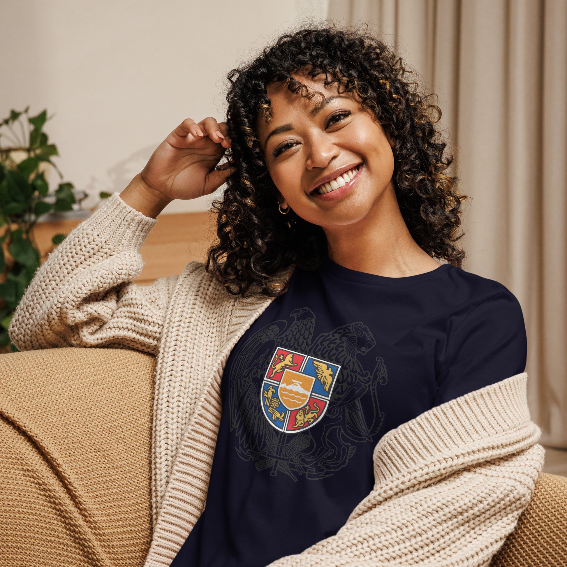 Women's "Armenian Coat of Arms" Relaxed Graphic T-Shirt Pomegranate Mint